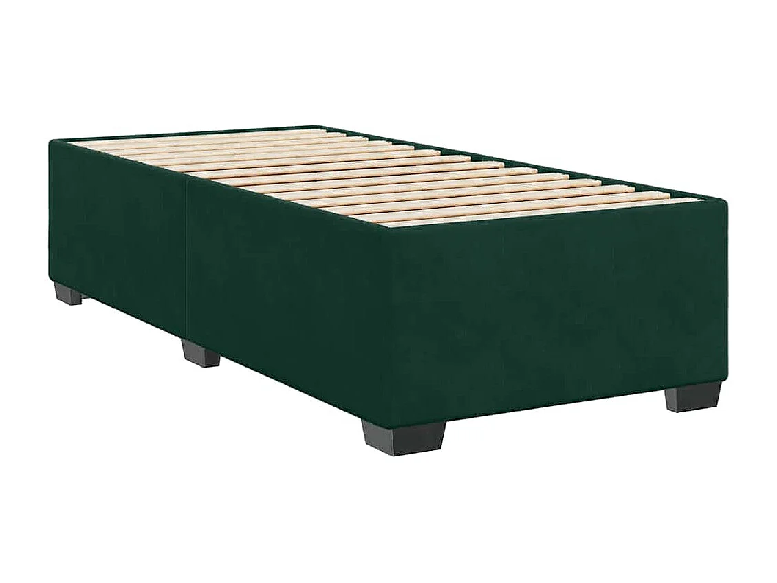 Cama com molas/colchão 90x200 cm veludo verde-escuro