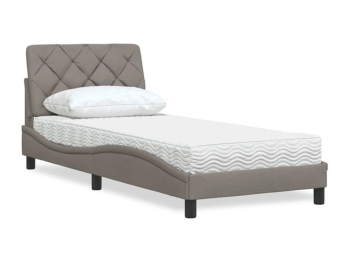 Bett mit Matratze Taupe 90x200 cm Stoff