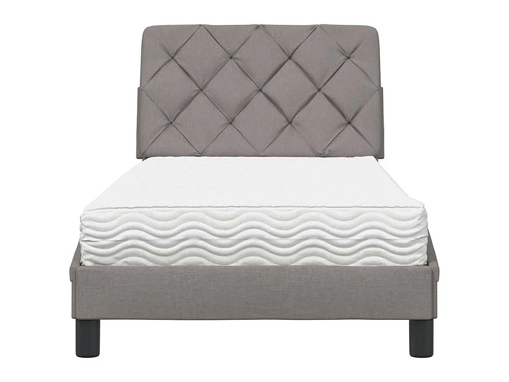 Lit avec matelas taupe 90x200 cm tissu