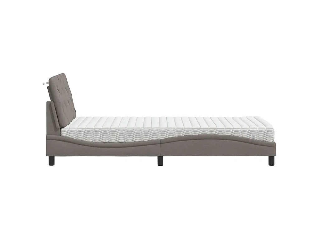 Lit avec matelas taupe 90x200 cm tissu