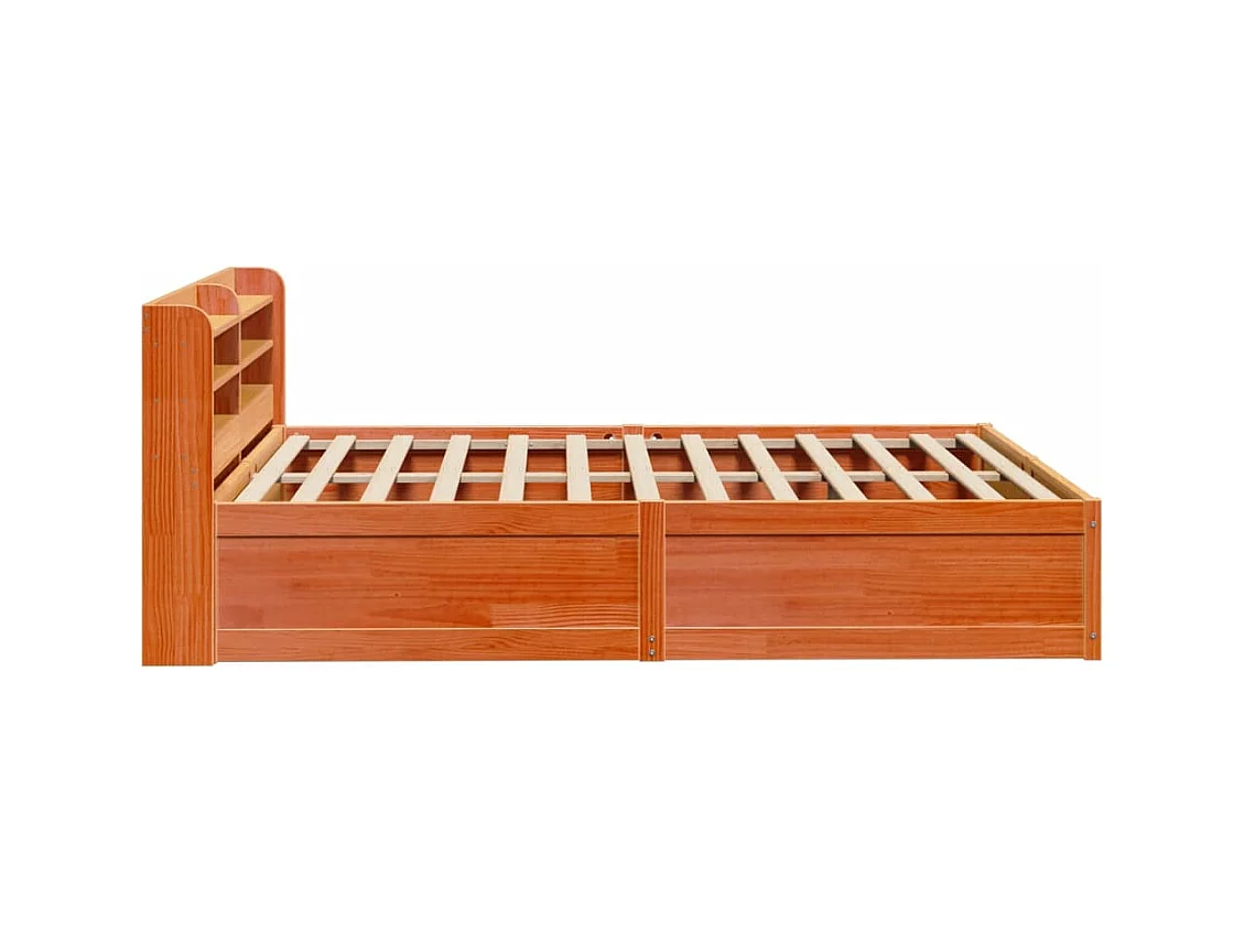 Cadre de lit et tête de lit cire marron 160x200 cm bois de pin