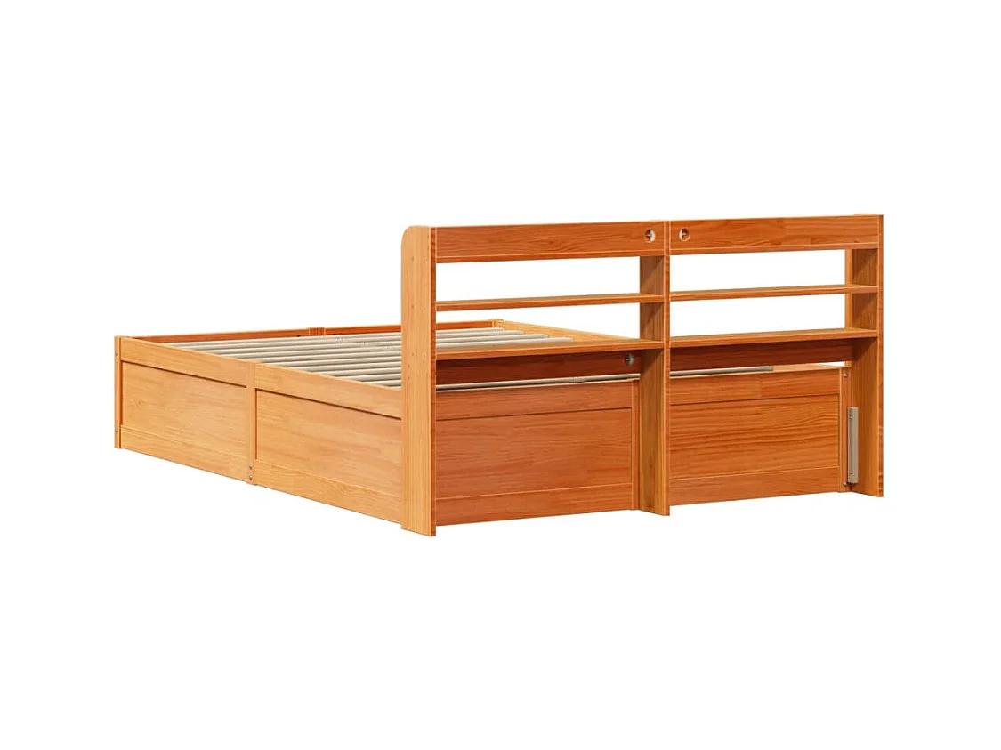 Cadre de lit et tête de lit cire marron 160x200 cm bois de pin