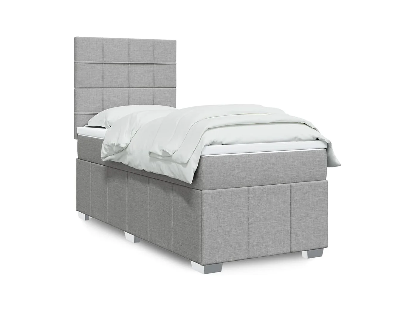 Cama box spring con colchón tela gris claro 100x200 cm