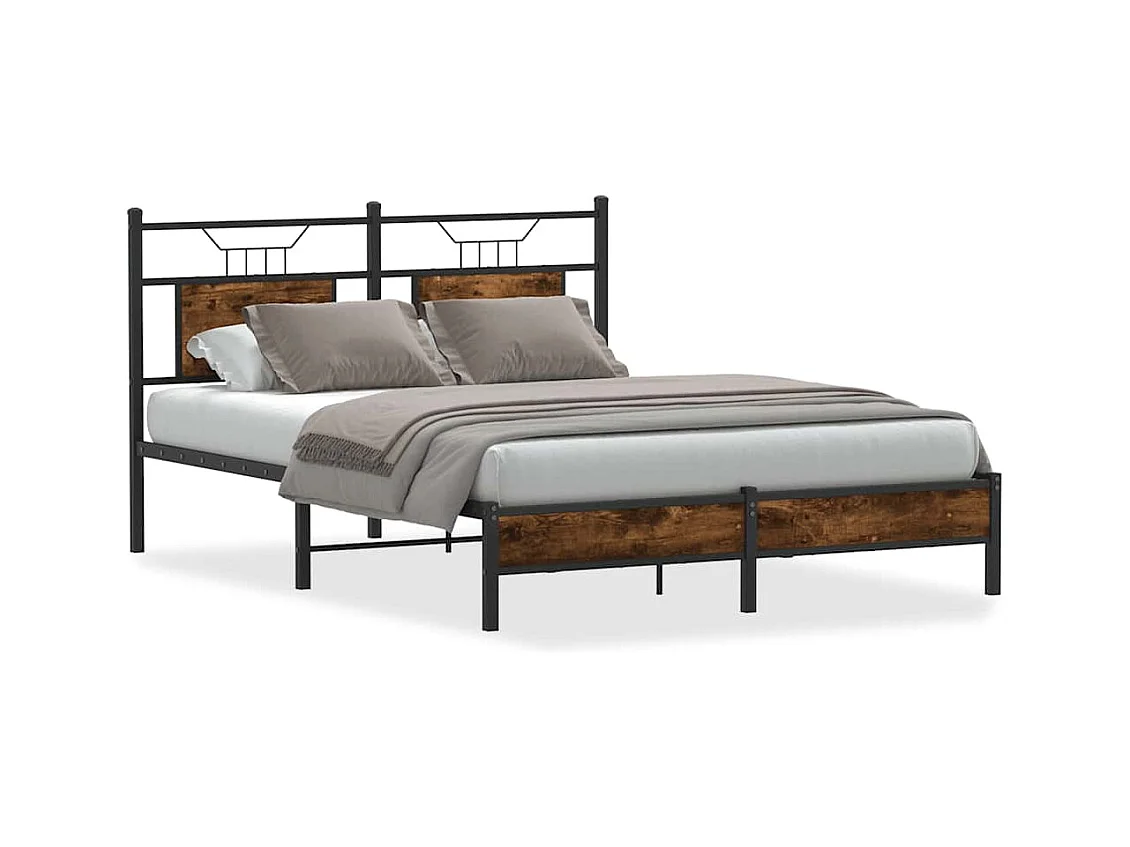 Cadre de lit sans matelas chêne fumé 140x190 cm bois ingénierie