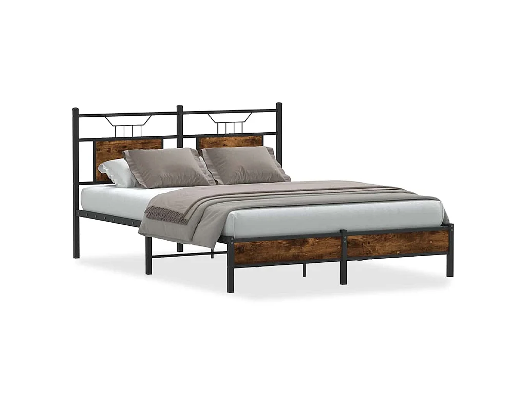 Cadre de lit sans matelas chêne fumé 140x190 cm bois ingénierie