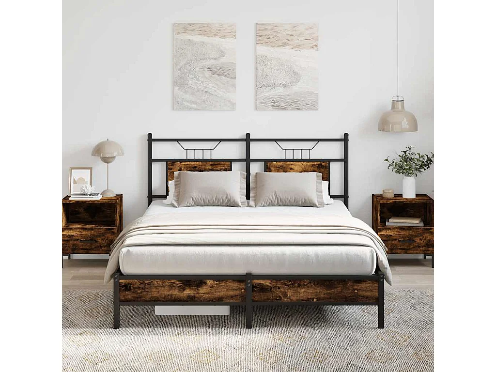 Cadre de lit sans matelas chêne fumé 140x190 cm bois ingénierie