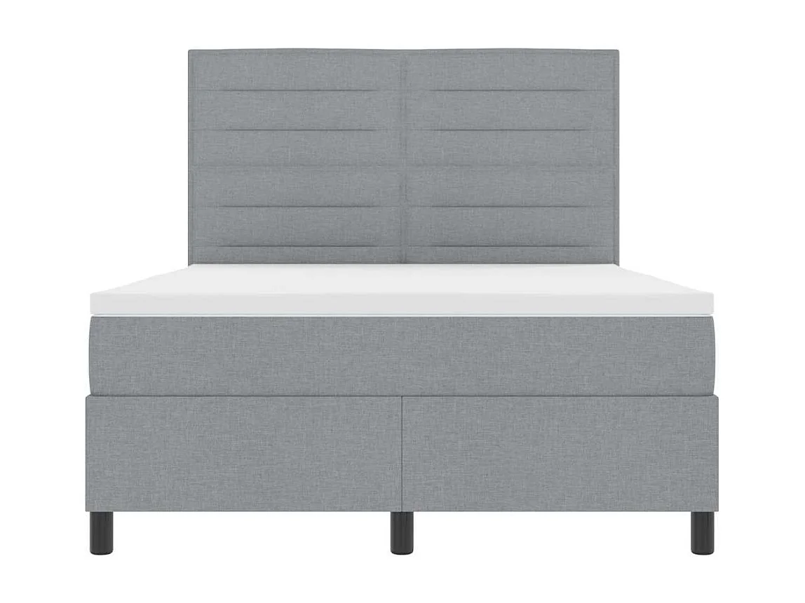 Lit à ressorts avec matelas Gris clair 140 x 190 cm tissu