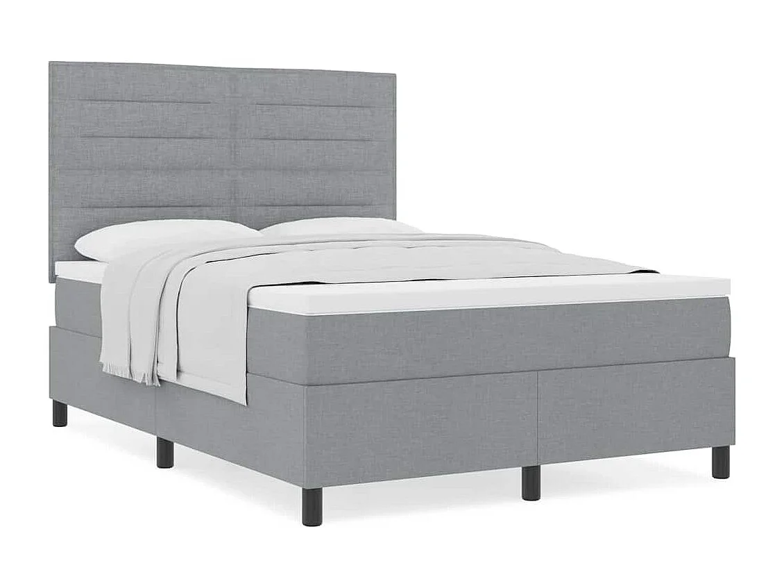 Lit à ressorts avec matelas Gris clair 140 x 190 cm tissu