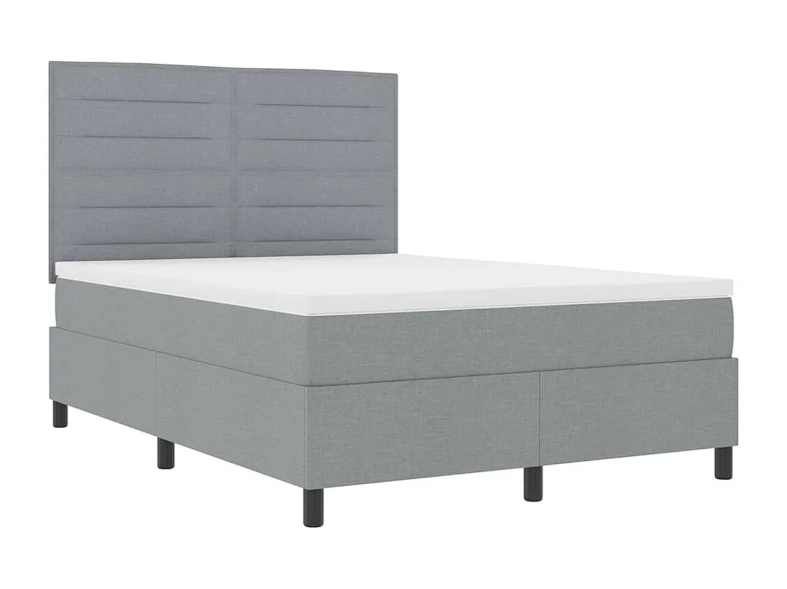 Lit à ressorts avec matelas Gris clair 140 x 190 cm tissu