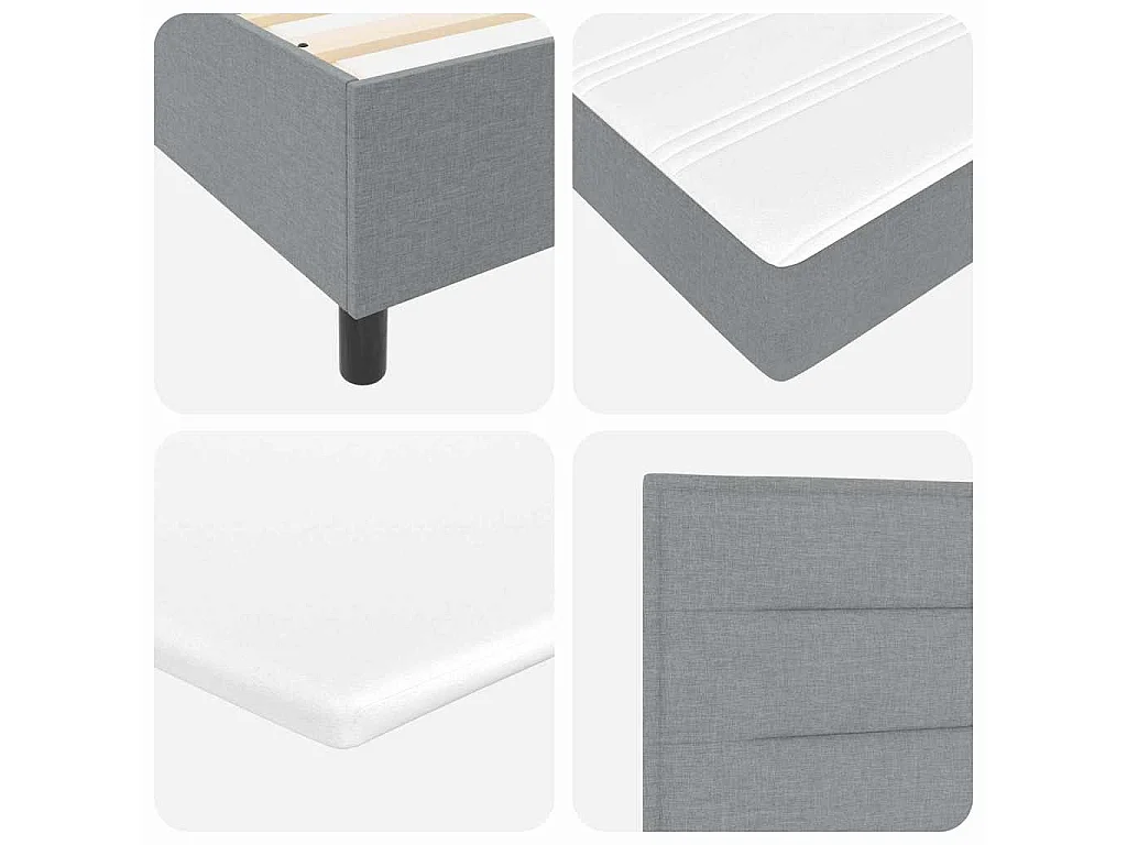 Lit à ressorts avec matelas Gris clair 140 x 190 cm tissu