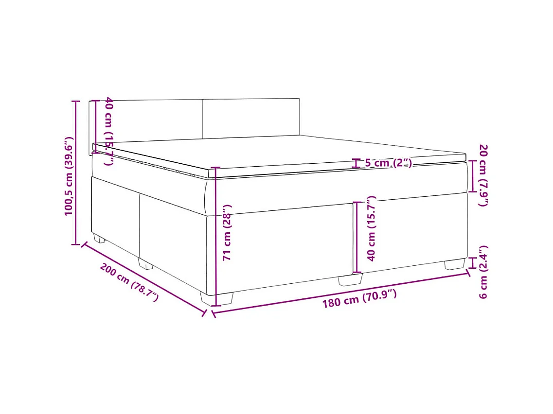 Boxspringbett mit Matratze Schwarz 180x200 cm Stoff