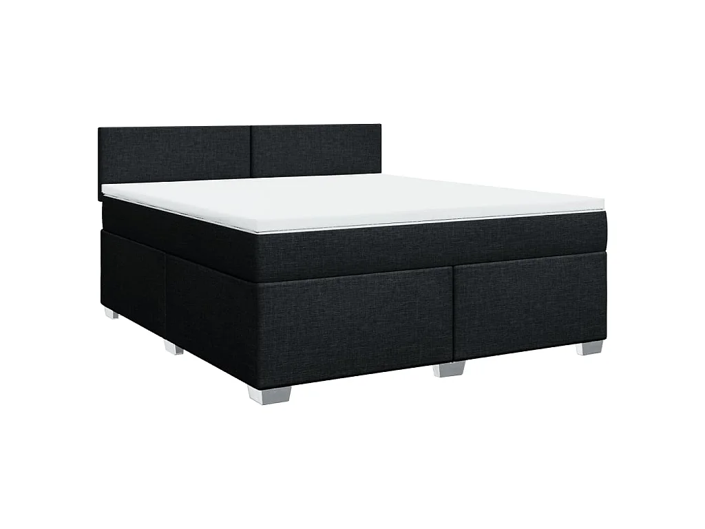 Giroletto a Molle con Materasso Nero 180x200 cm in Tessuto