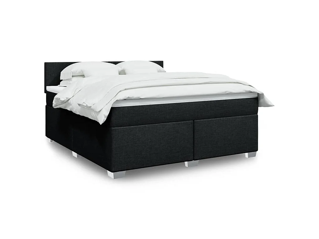 Giroletto a Molle con Materasso Nero 180x200 cm in Tessuto