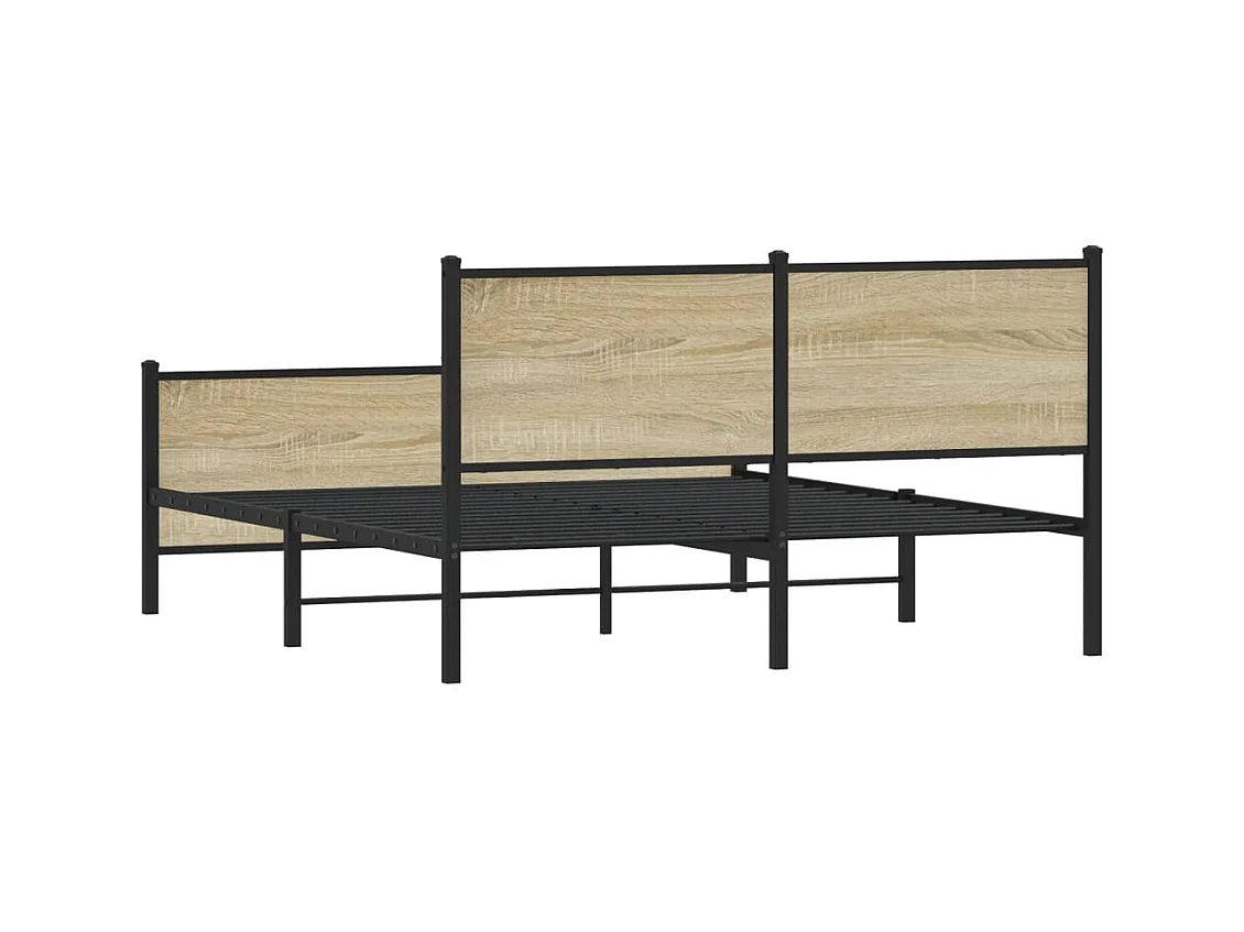 Cadre de lit en métal sans matelas chêne sonoma 140x190 cm