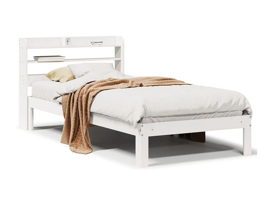 Cadre de lit avec tête de lit sans matelas blanc 90x200 cm