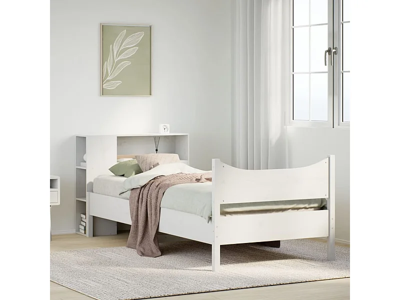 Letto senza Materasso Bianco 90x190 cm in Legno Massello Pino