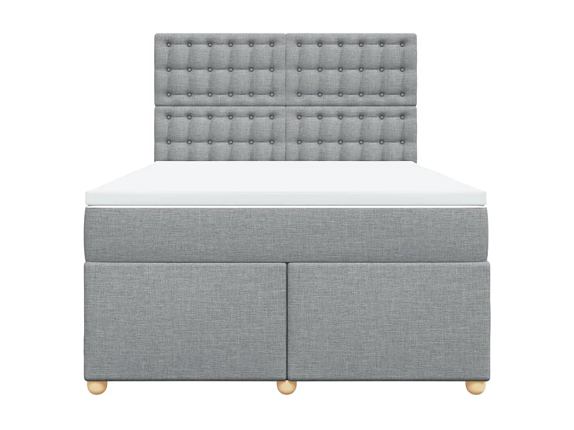Boxspringbett mit Matratze Hellgrau 160x200 cm Stoff