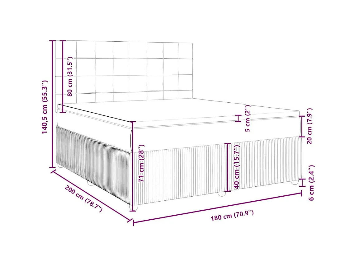 Boxspringbett mit Matratze Dunkelgrau 180x200 cm Samt