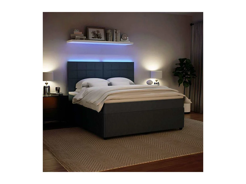 Boxspringbett mit Matratze Dunkelgrau 180x200 cm Samt