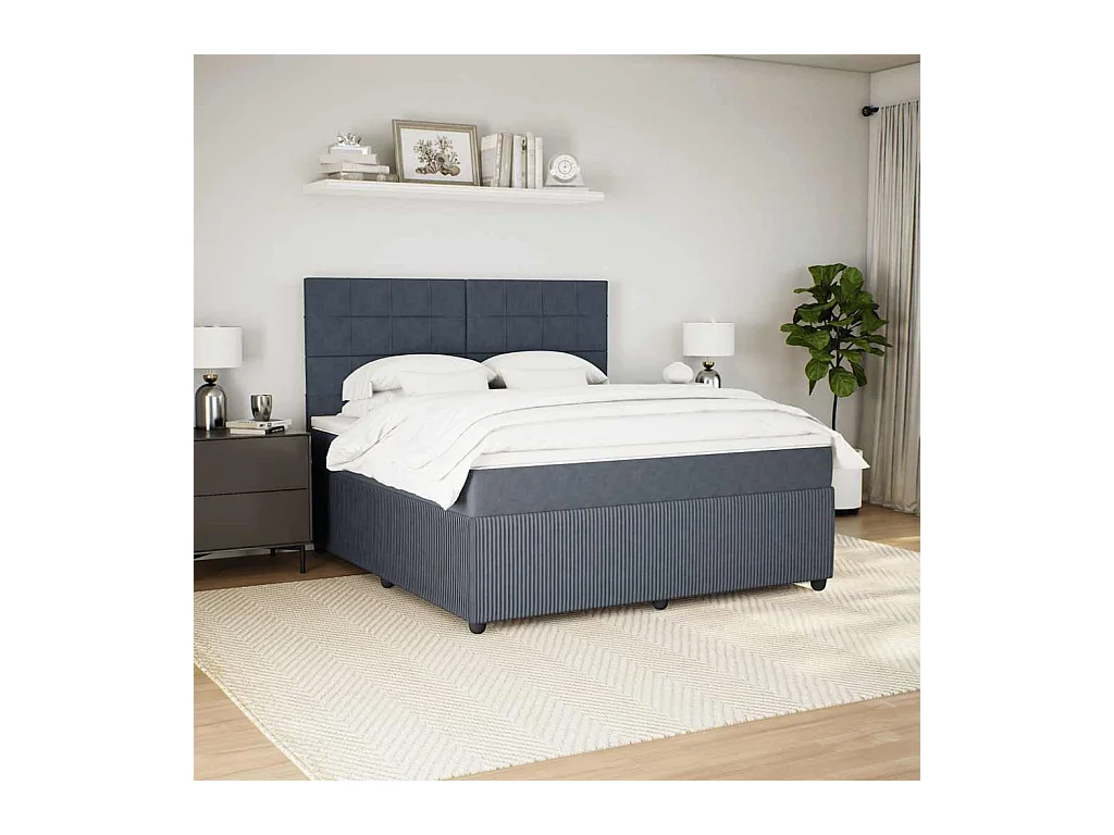 Boxspringbett mit Matratze Dunkelgrau 180x200 cm Samt