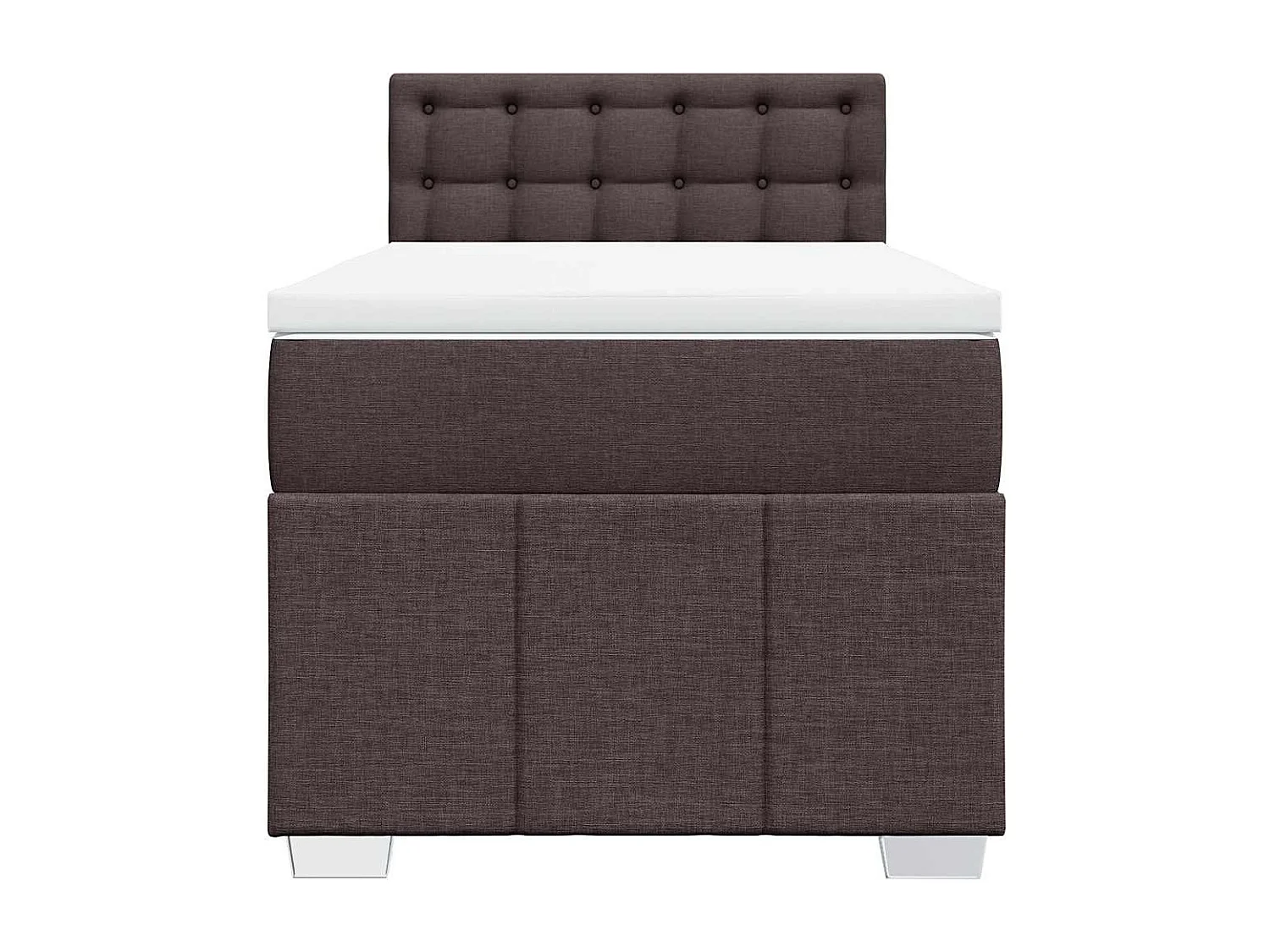 Cama box spring con colchón tela marrón oscuro 90x200 cm