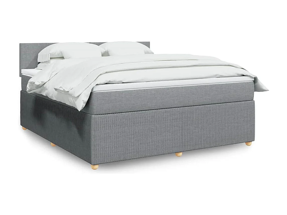 Boxspringbett mit Matratze Hellgrau 180x200 cm Stoff