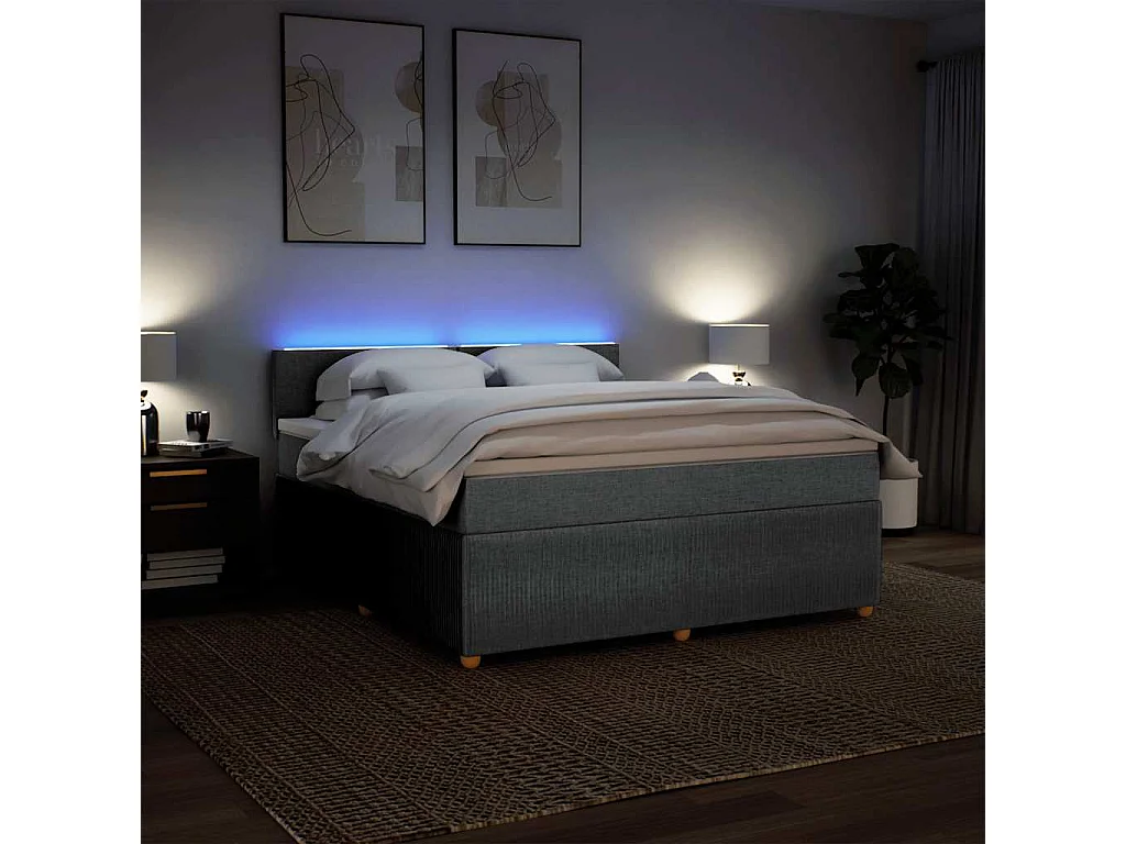 Boxspringbett mit Matratze Hellgrau 180x200 cm Stoff