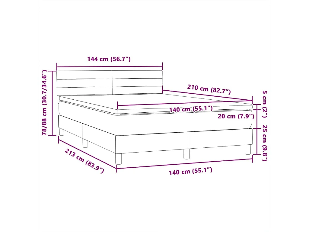 Boxspring met matras fluweel roze 140x210 cm