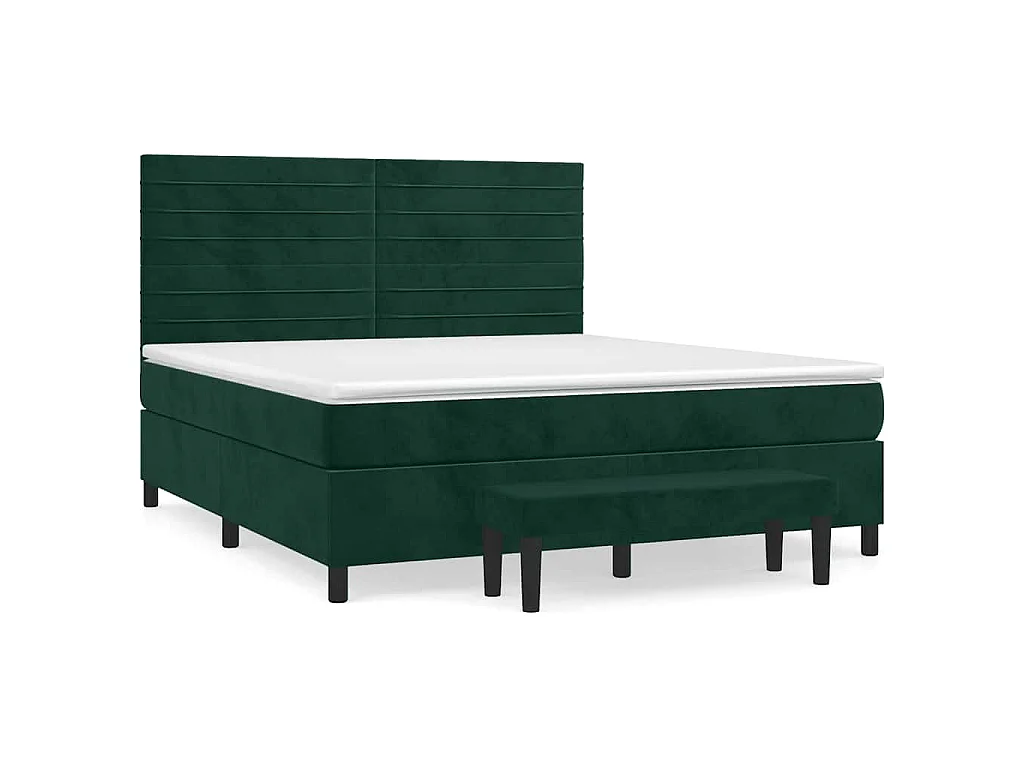 Boxspring met matras fluweel donkergroen 160x200 cm