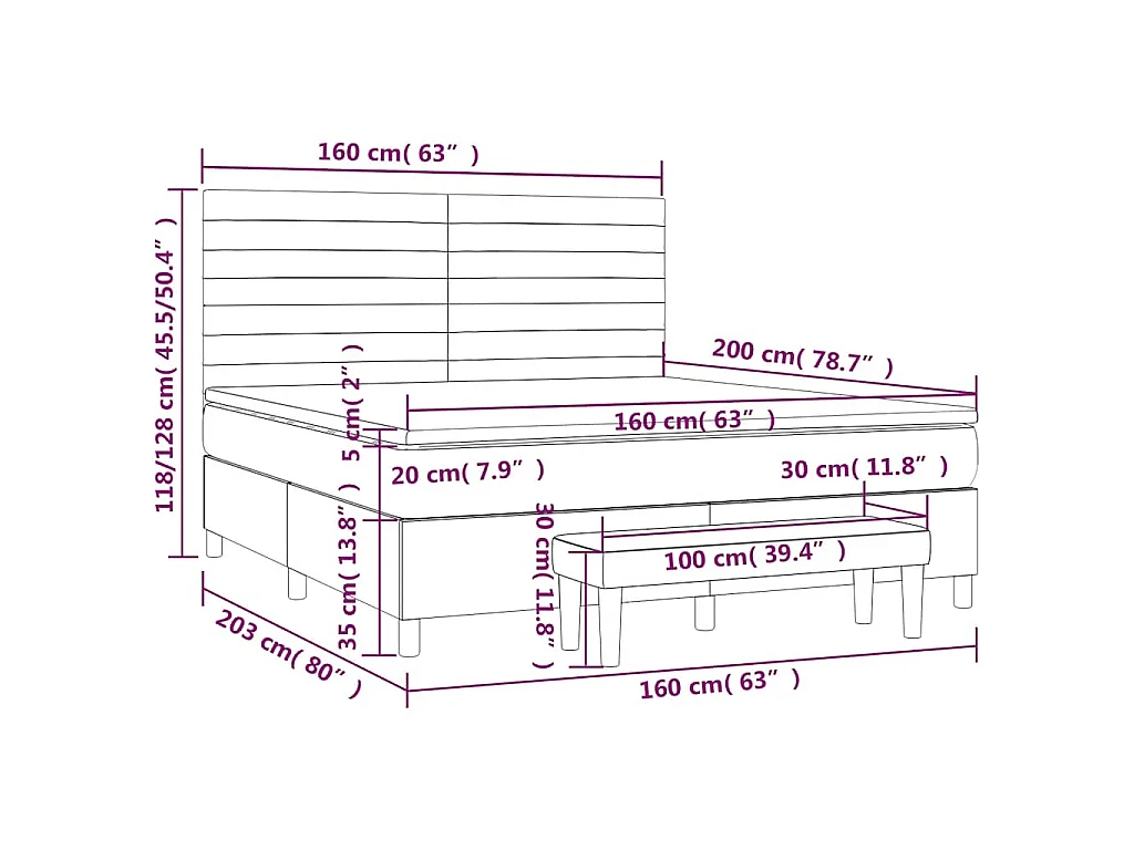 Boxspring met matras fluweel donkergroen 160x200 cm