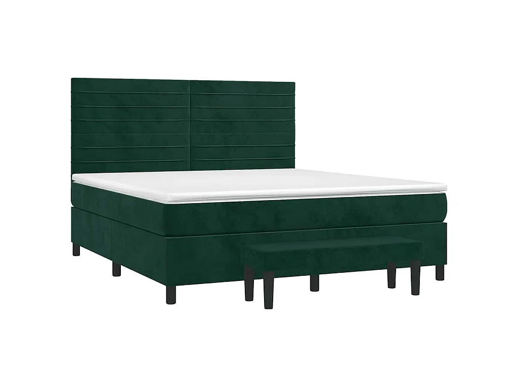 Sommier à lattes de lit et matelas Vert foncé 160x200cm Velours