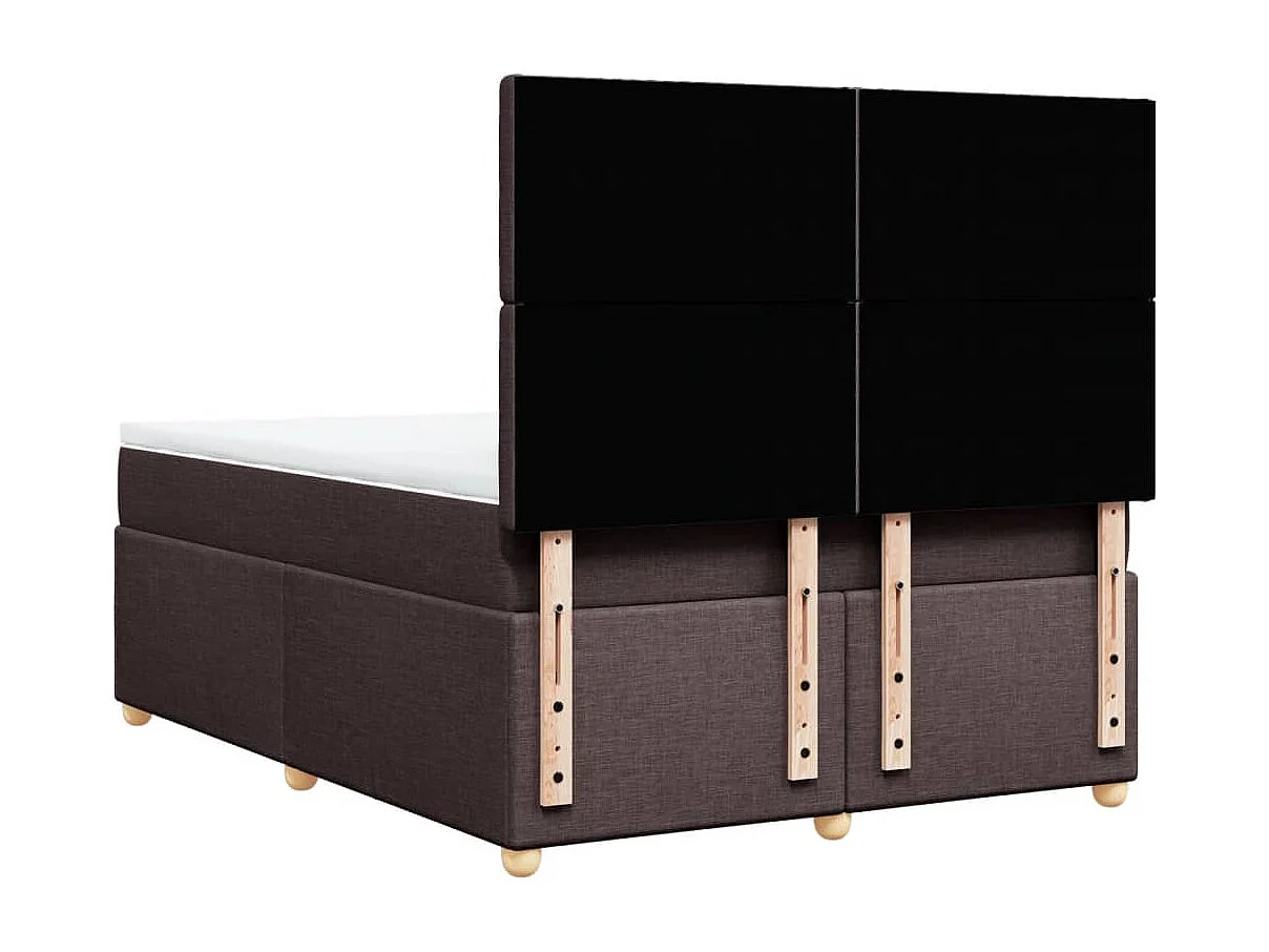 Cama box spring con colchón tela marrón oscuro 140x200 cm