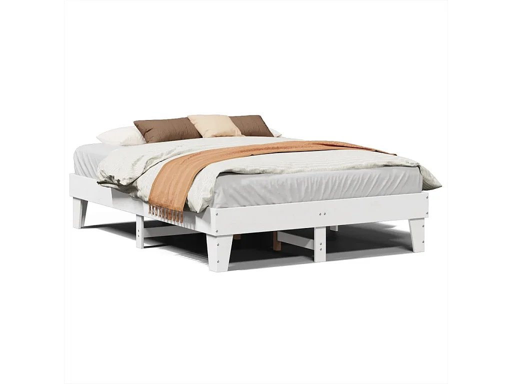 Bedframe zonder matras massief grenenhout wit 140x200 cm