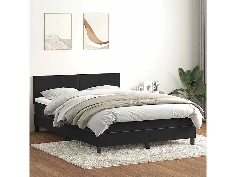 Boxspringbett mit Matratze Schwarz 160x210 cm Samt