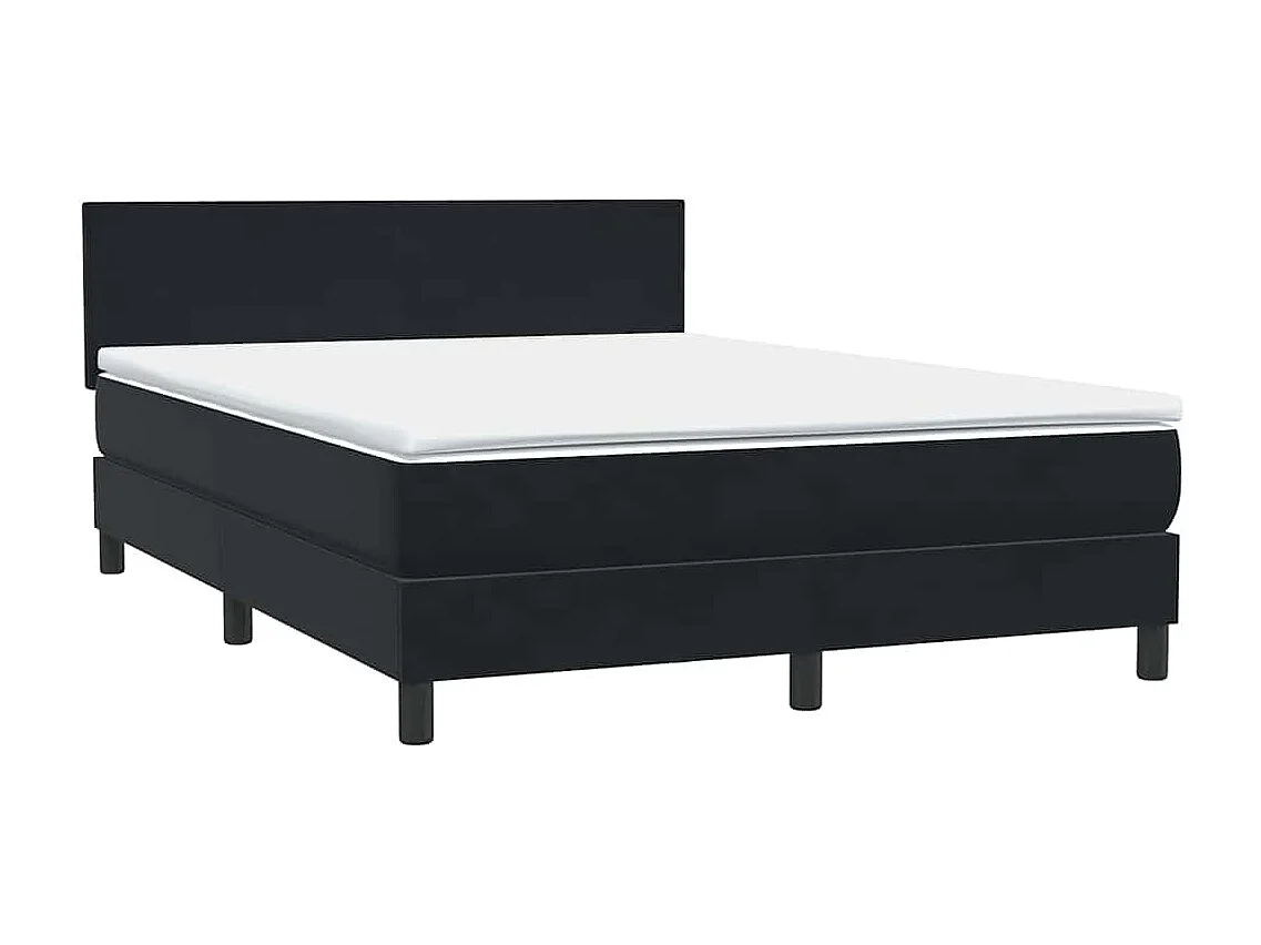 Boxspringbett mit Matratze Schwarz 160x210 cm Samt