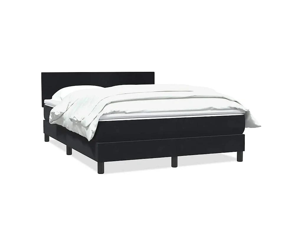Cama box spring con colchón terciopelo negro 160x210 cm