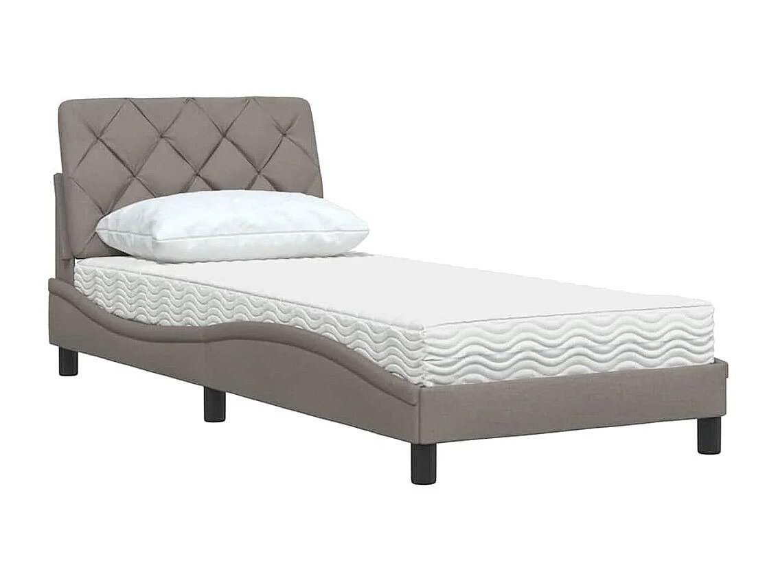 Bed met matras stof taupe 90x190 cm