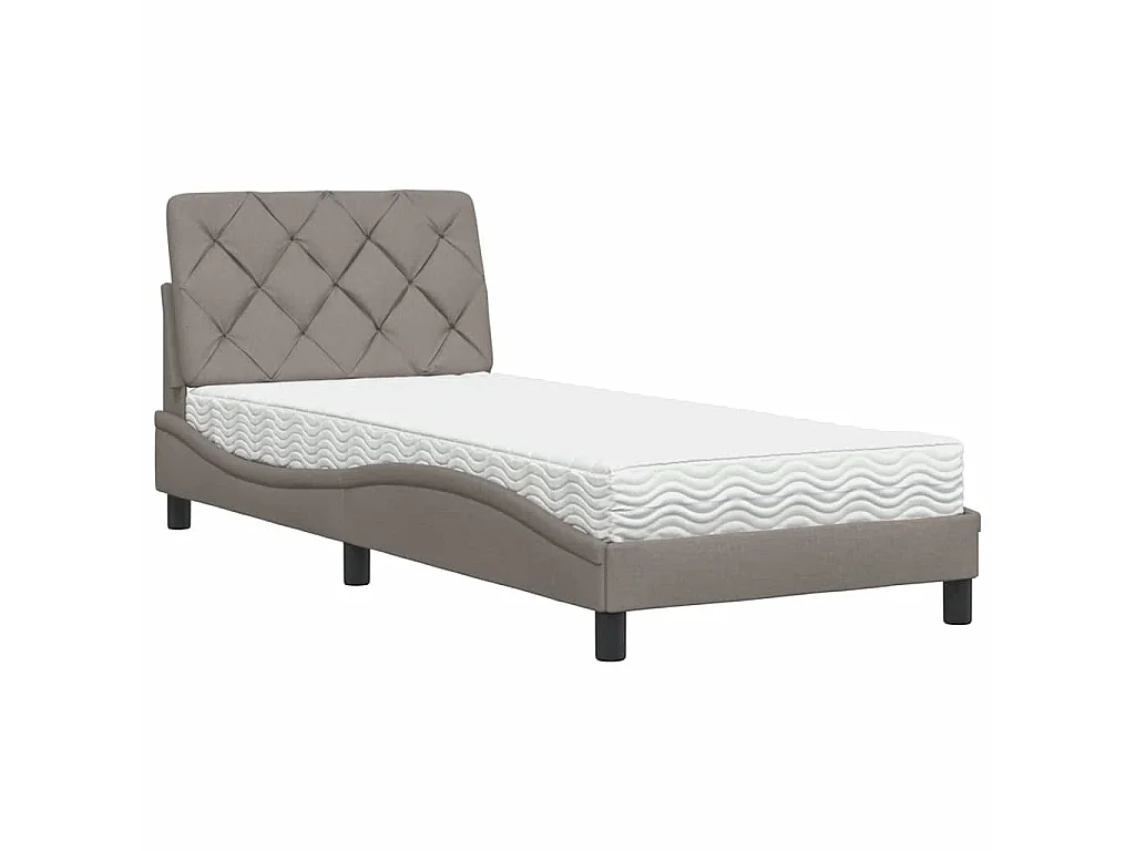 Letto con Materasso Tortora 90x190 cm in Tessuto