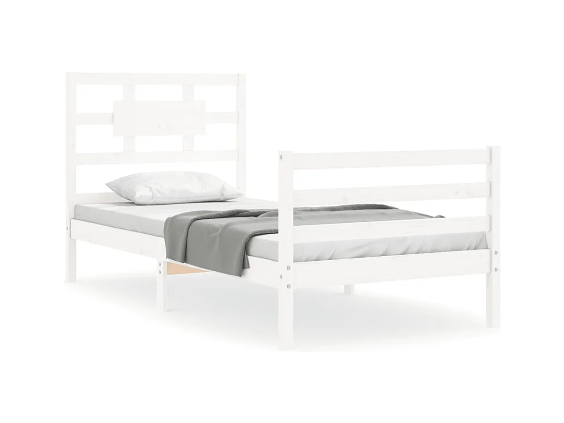 Cadre de lit sans matelas blanc 90x200 cm bois massif
