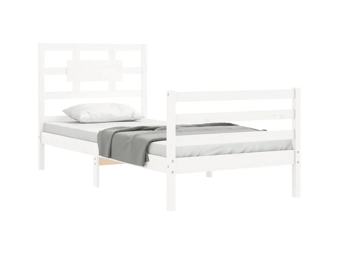 Cadre de lit sans matelas blanc 90x200 cm bois massif