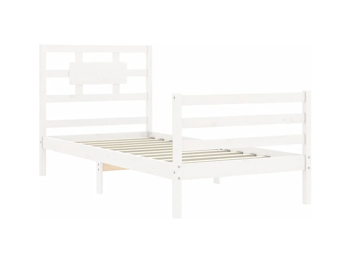 Cadre de lit sans matelas blanc 90x200 cm bois massif