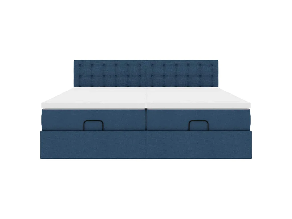 Ottoman-Bett mit Matratzen Blau 180x200 cm Stoff