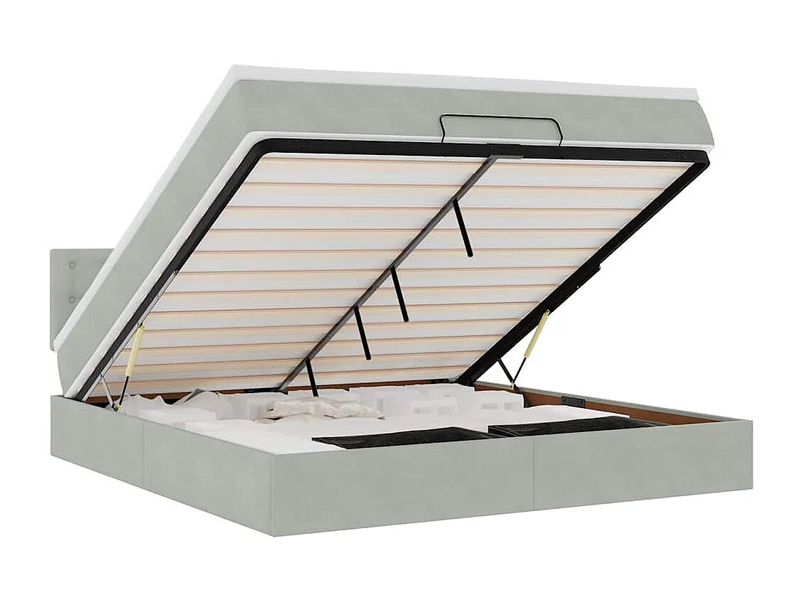 Estructura de cama otomana con colchón gris claro 180x200cm