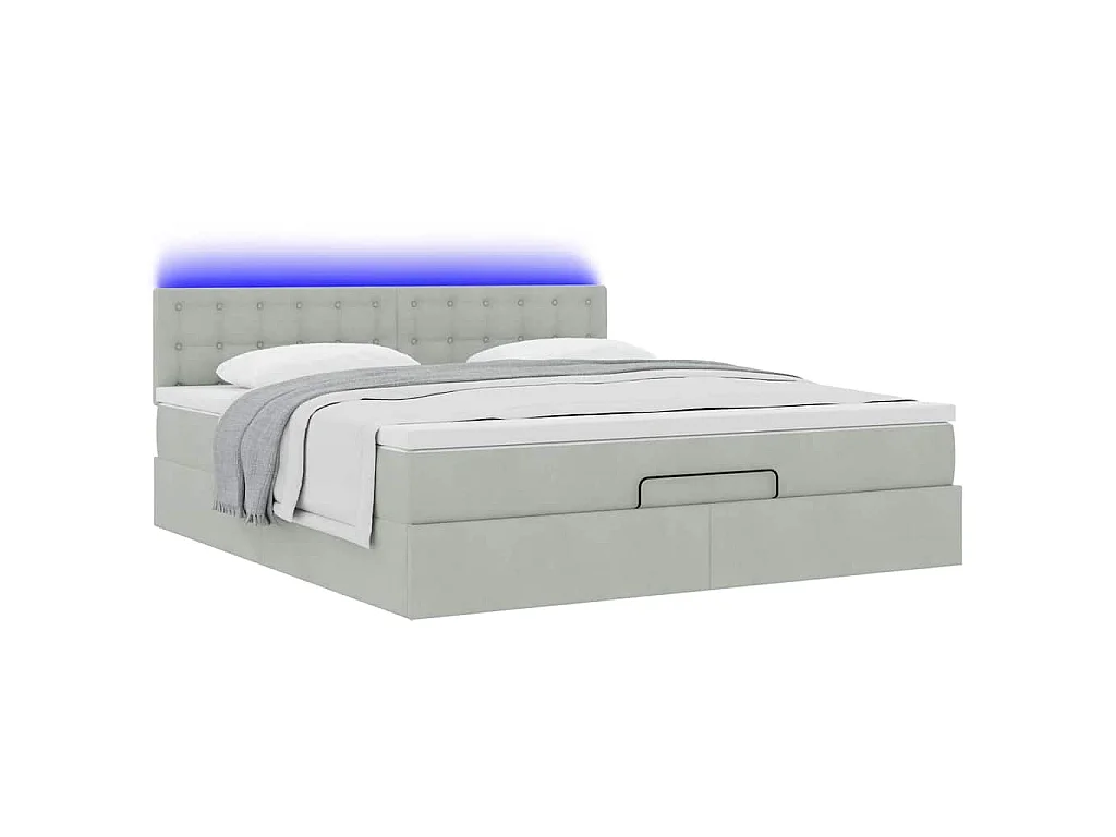 Estructura de cama otomana con colchón gris claro 180x200cm