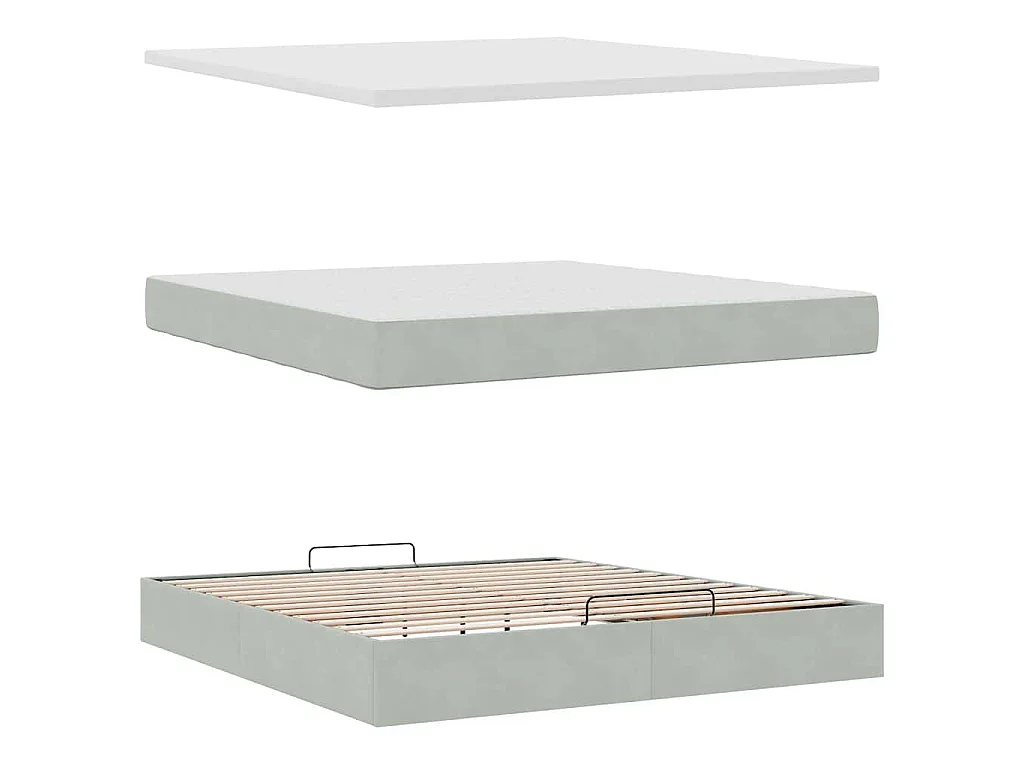 Estructura de cama otomana con colchón gris claro 180x200cm