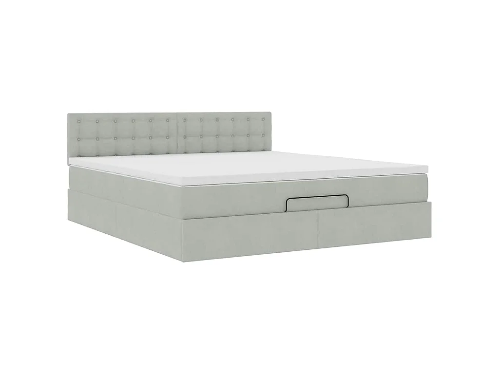 Estructura de cama otomana con colchón gris claro 180x200cm