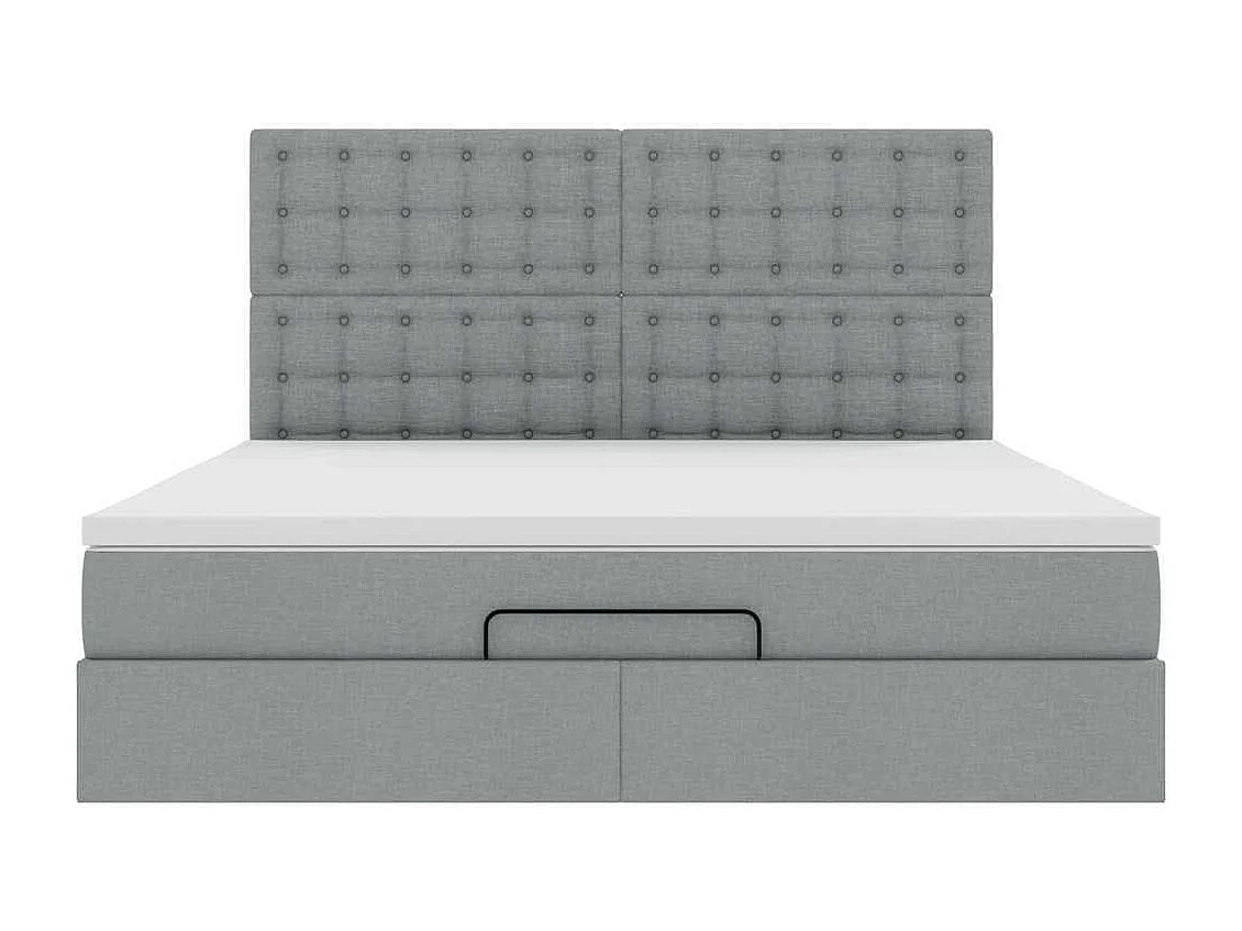 Cadre de lit ottoman et matelas gris clair 180x200 cm tissu