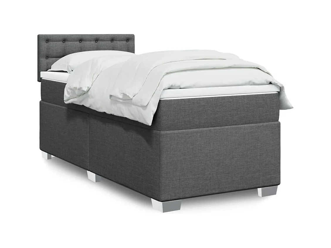 Sommier à lattes de lit avec matelas Gris foncé 90x200 cm Tissu