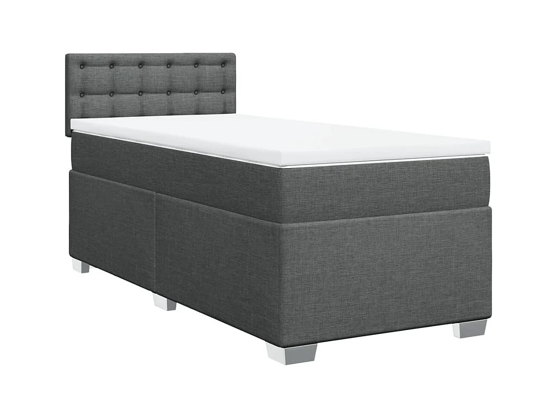 Sommier à lattes de lit avec matelas Gris foncé 90x200 cm Tissu