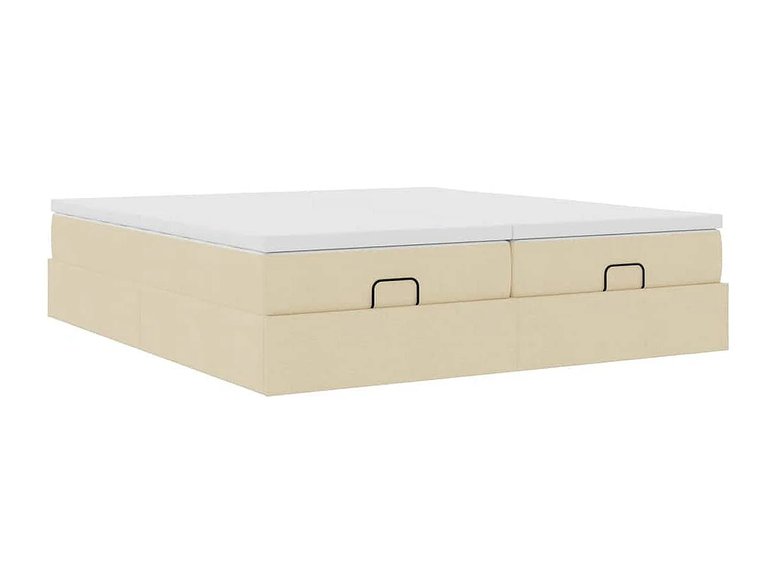 Ottoman-Bett mit Matratzen Creme 180x200 cm Stoff